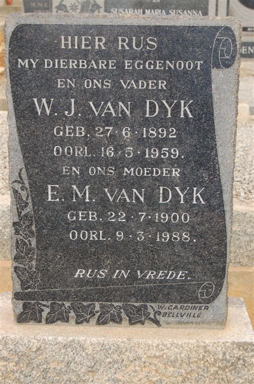DYK W.J., van 1892-1959 &amp; E.M. 1900-1988