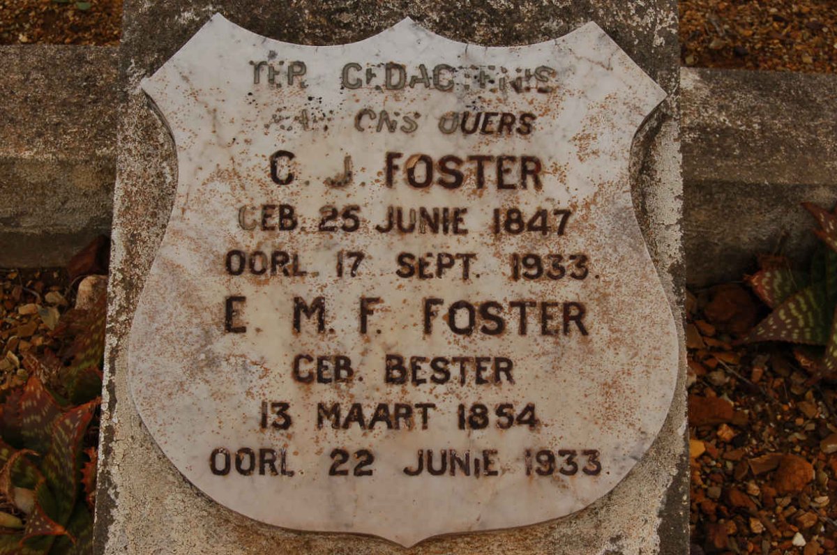 FOSTER C.J. 1847-1933 &amp; E.M.F. nee BESTER 1854-1933