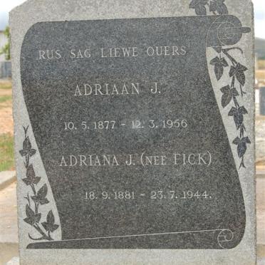 FOURIE Adriaan J. 1877-1956 &amp; Adriana J. FICK 1881-1944