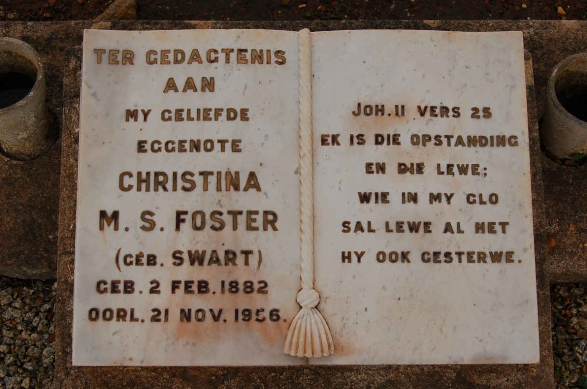 FOSTER Christina M.S. nee SWART 1882-1956