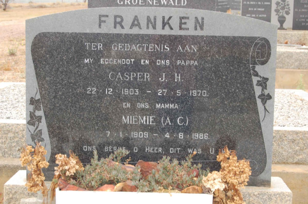 FRANKEN Casper J.H. 1903-1970 &amp; A.C. 1909-1986