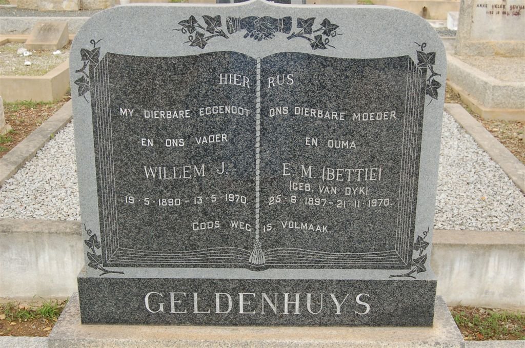 GELDENHUYS Willem J. 1890-1970 &amp; E.M. VAN DYK 1897-1970