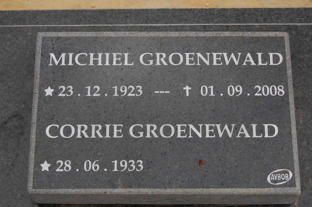 GROENEWALD Michiel 1923-2008 &amp; Corrie 1933-