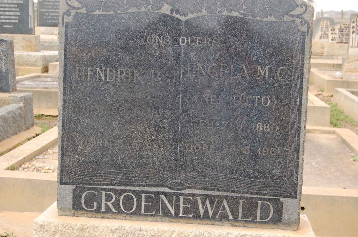 GROENEWALD Hendrik P.J. 1879-1955 &amp; Engela M.C. OTTO 1880-1961