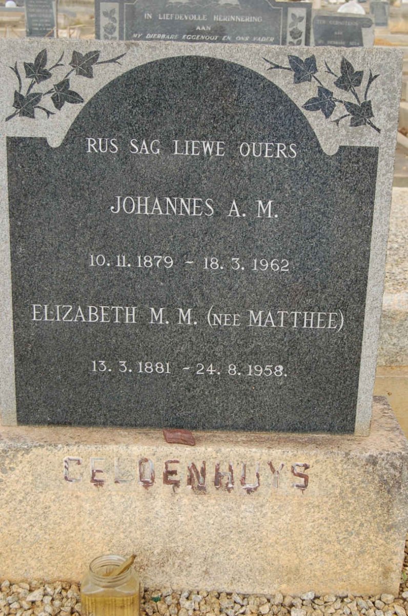 GELDENHUYS Johannes A.M. 1879-1962 &amp; Elizabeth M.M. MATTHEE 1881-1958