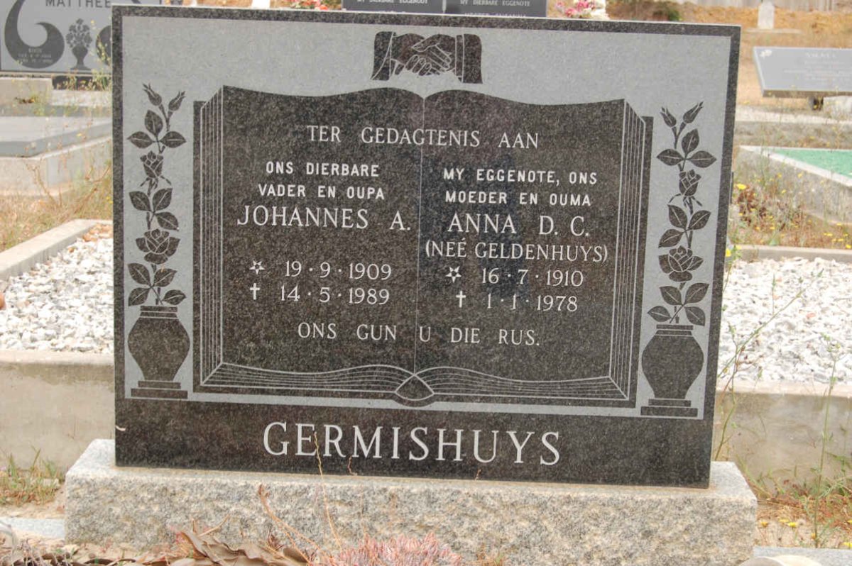 GERMISHUYS Johannes A. 1909-1989 &amp; Anna D.C. GELDENHUYS 1910-1978