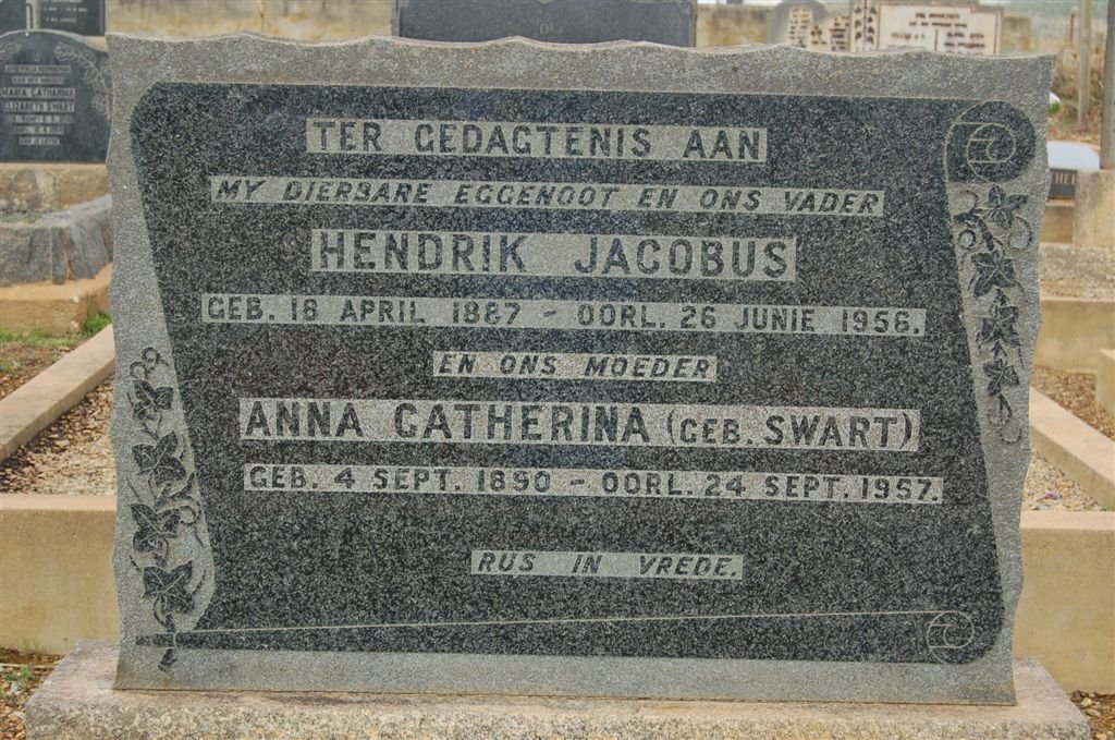 GROENEWALD Hendrik Jacobus 1887-1956 &amp; Anna Catherina SWART 1890-1957