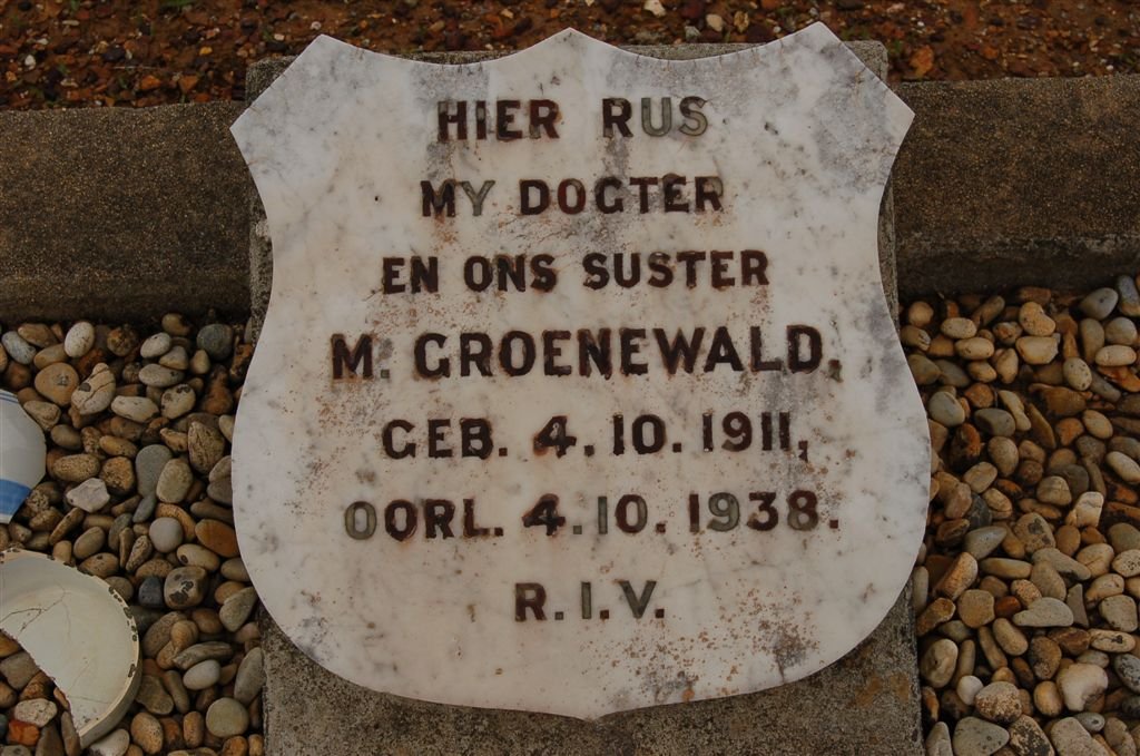 GROENEWALD M. 1911-1938