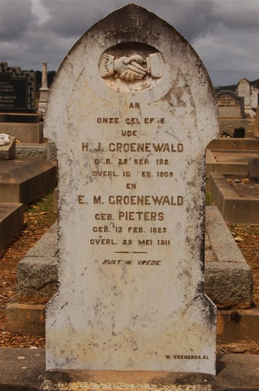 GROENEWALD H.J. 182?-1909 &amp; E.M. PIETERS 1823-1911