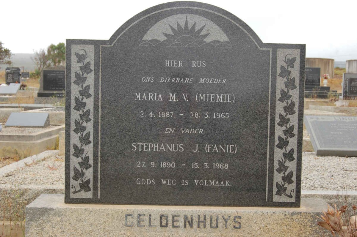 GELDENHUYS Stephanus J. 1890-1968 &amp; Maria M.V. 1887-1965