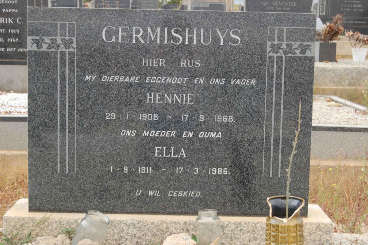 GERMISHUYS Hennie 1908-1968 &amp; Ella 1911-1986