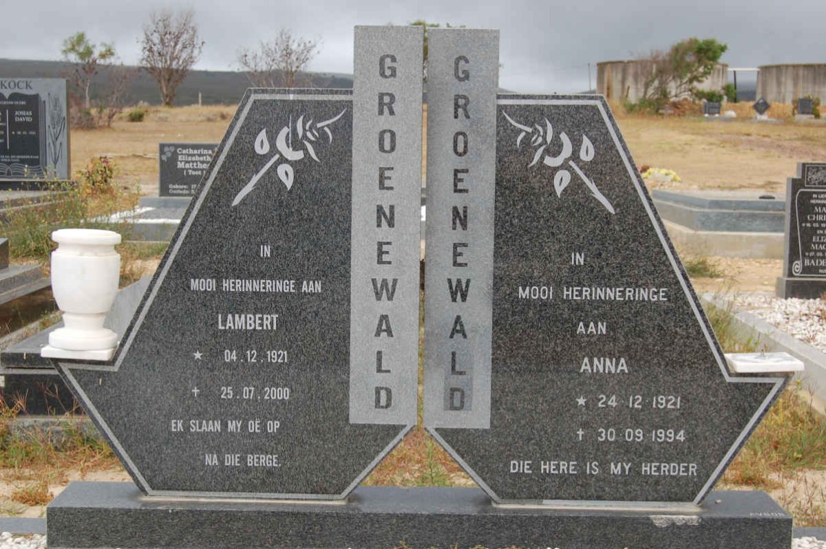 GROENEWALD Lambert 1921-2000 &amp; Anna 1921-1994