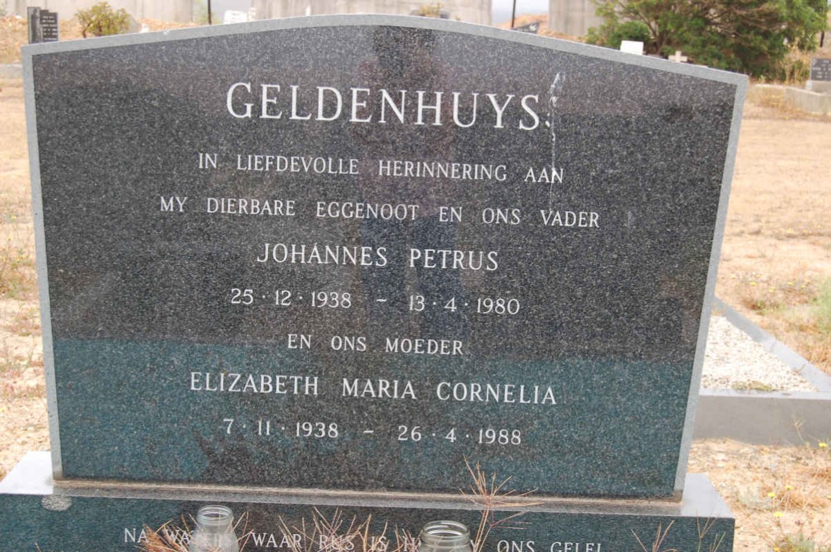 GELDENHUYS Johannes Petrus 1938-1980 &amp; Elizabeth Maria Cornelia 1938-1988