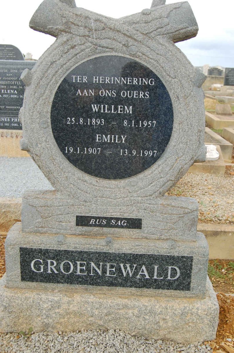 GROENEWALD Willem 1893-1957 &amp; Emily 1907-1997