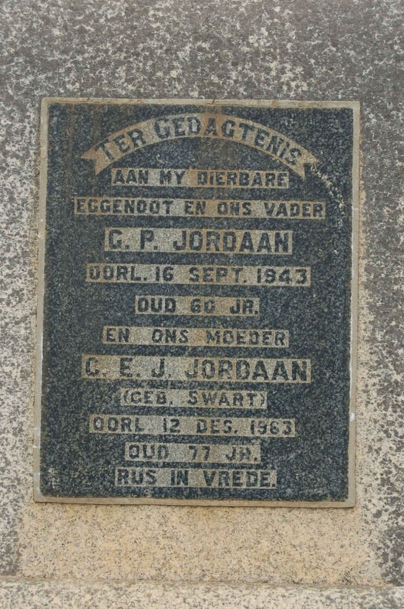 JORDAAN G.P. -1943 &amp; C.E.J. SWART -1963