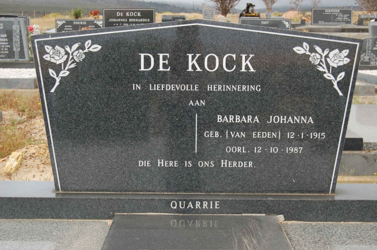 KOCK Barbara Johanna, de nee VAN EEDEN 1915-1987