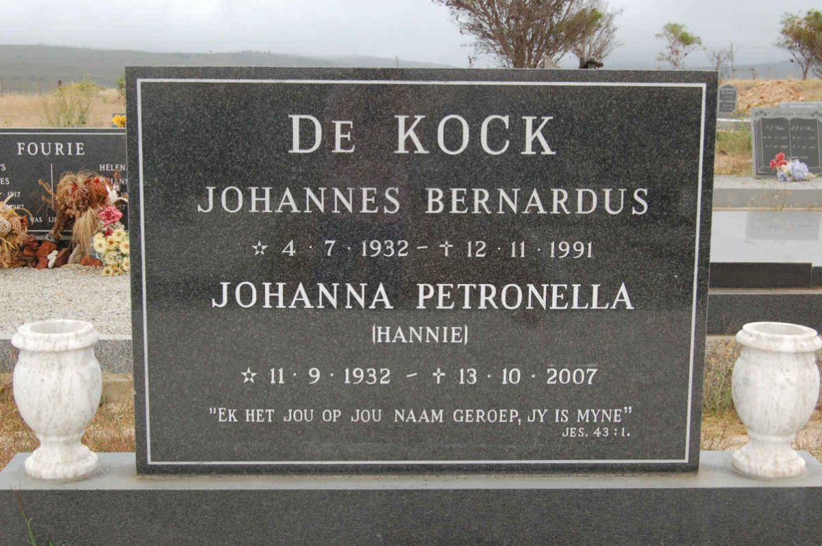 KOCK Johannes Bernardus, de 1932-1991 &amp; Johanna Petronella 1932-2007