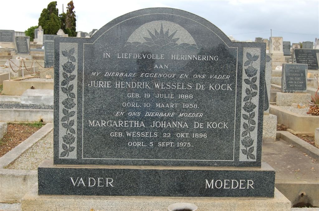 KOCK Jurie Hendrik Wessels, de 1888-1958 &amp; Margaretha Johanna WESSELS 1896-1975