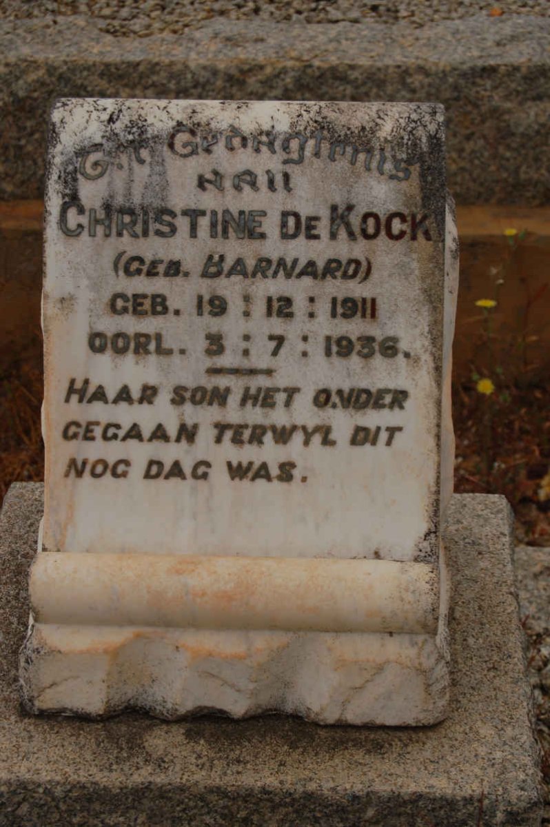 KOCK Christine, de nee BARNARD 1911-1936