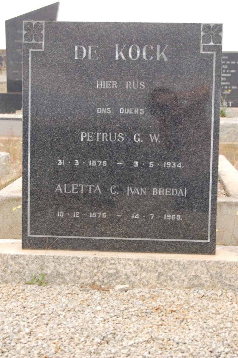 KOCK Petrus G.W., de 1875-1934 &amp; Aletta C. VAN BREDA 1876-1969