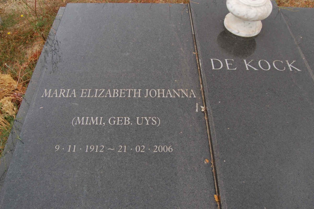 KOCK Maria Elizabeth Johanna, de nee UYS 1912-2006