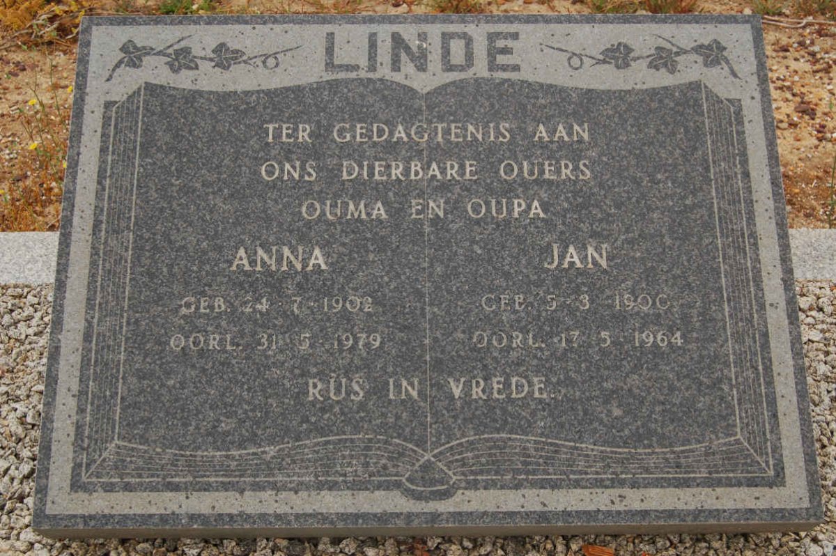 LINDE Jan 1900-1964 &amp; Anna 1902-1979