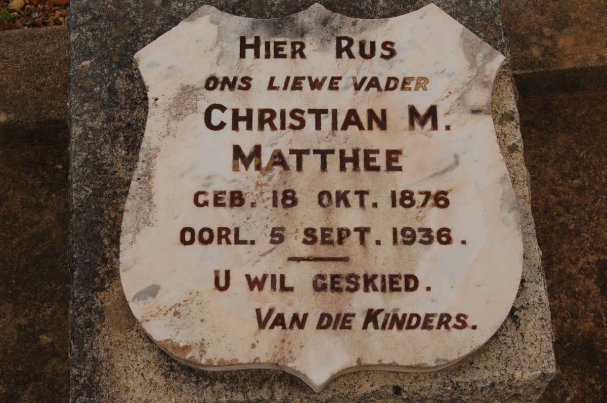 MATTHEE Christian M. 1876-1936
