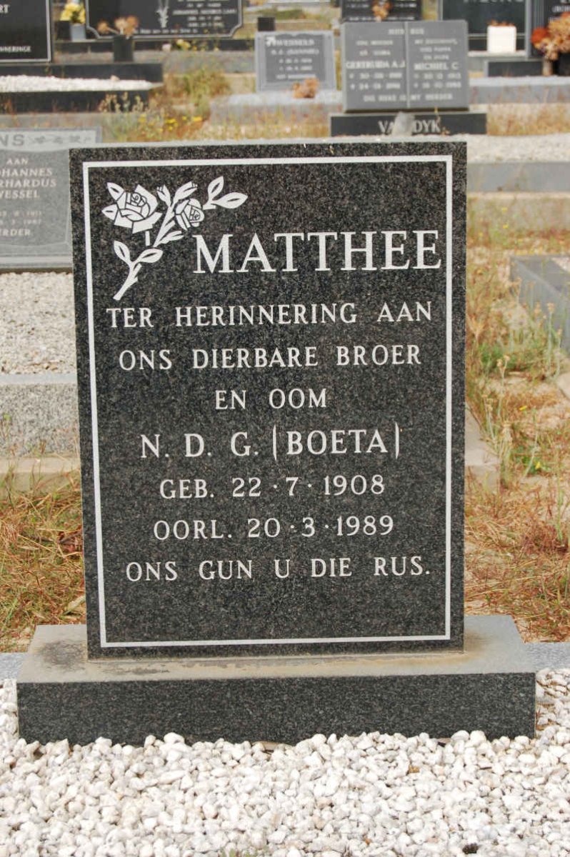 MATTHEE N.D.G. 1908-1989