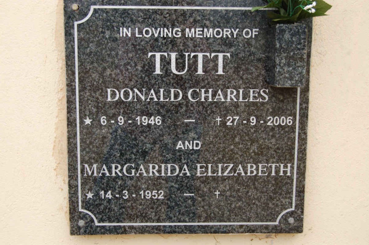 TUTT Donald Charles 1946-2006 &amp; Margarida Elizabeth 1952-