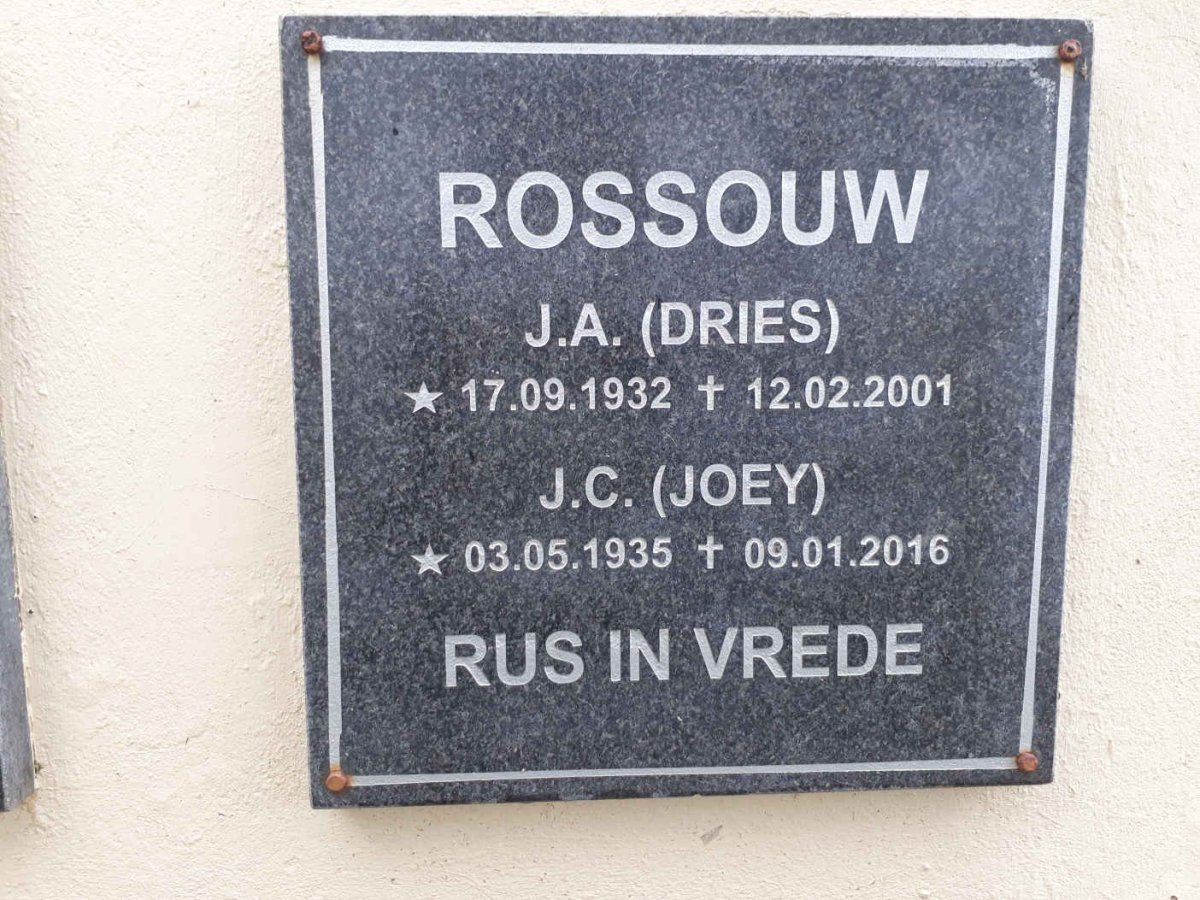 ROSSOUW J.A. 1932-2001 &amp; J.C. 1935-2016