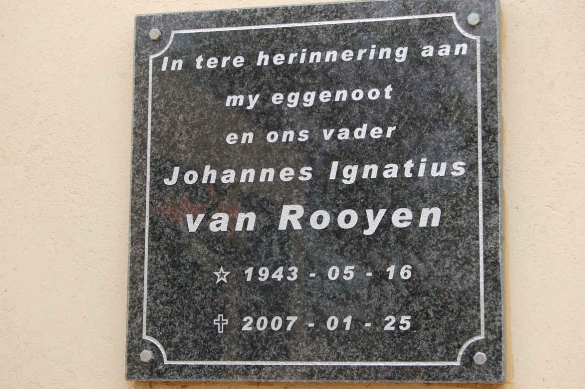 ROOYEN Johannes Ignatius, van 1943-2007