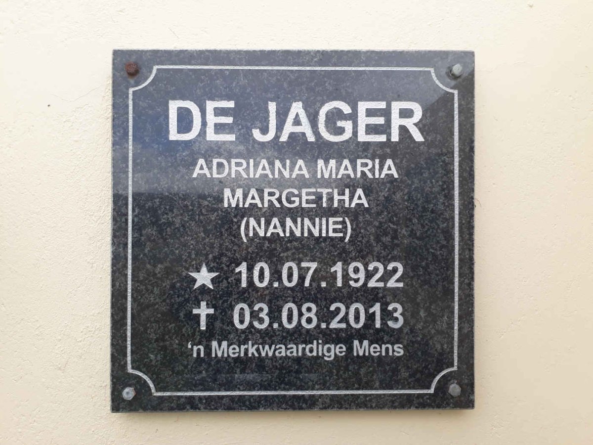 JAGER Adriana Maria Margetha, de 1922-2013