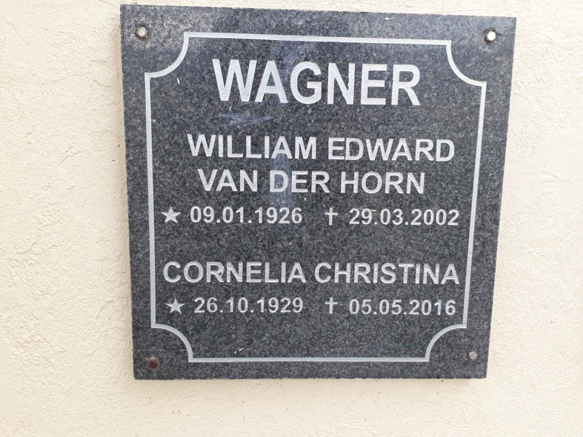 WAGNER William Edward Van Der Horn 1926-2002 &amp; Cornelia Christina 1929-2016