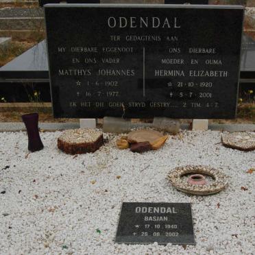 ODENDAL Matthys Johannes 1902-1977 &amp; Hermina Elizabeth 1920-2001 :: ODENDAL Basjan 1940-2002