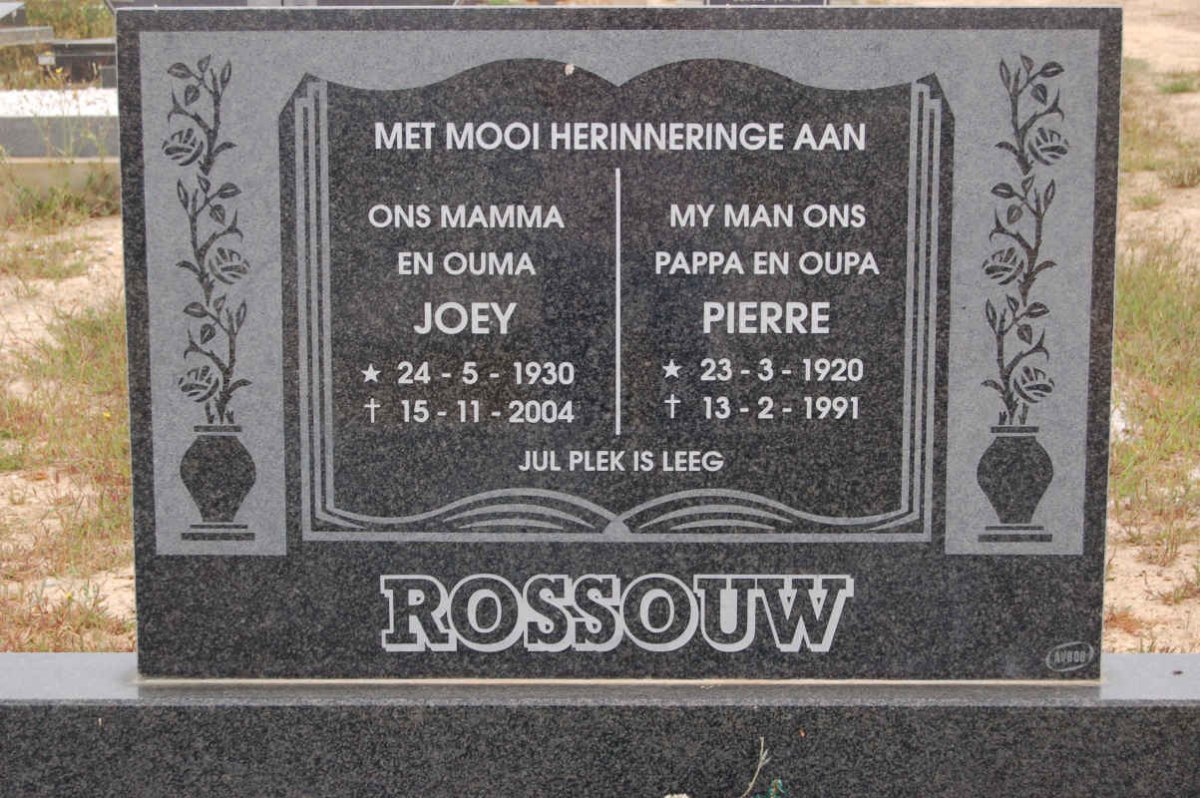 ROSSOUW Pierre 1920-1991 &amp; Joey 1930-2004