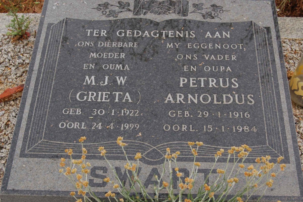 SWART Petrus Arnoldus 1916-1984 &amp; M.J.W. 1922-1999