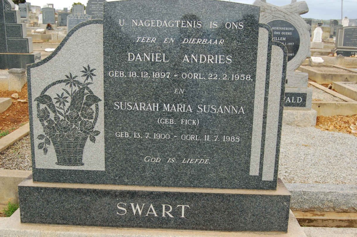 SWART Daniel Andries 1897-1958 &amp; Susarah Maria Susanna FICK 1900-1985