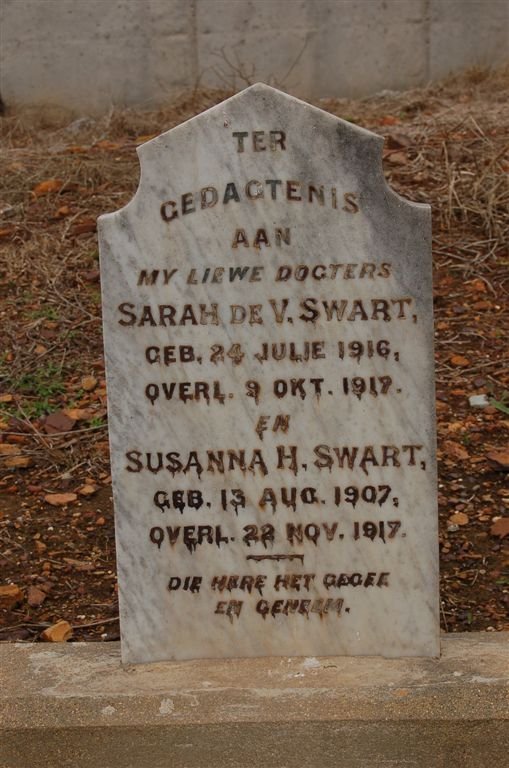 SWART Sarah de V. 1916-1917 :: SWART Susanna H. 1907-1917