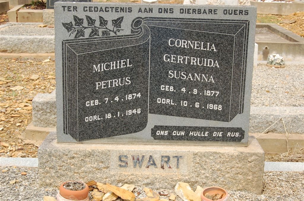 SWART Michiel Petrus 1874-1946 &amp; Cornelia Gertruida Susanna 1877-1968
