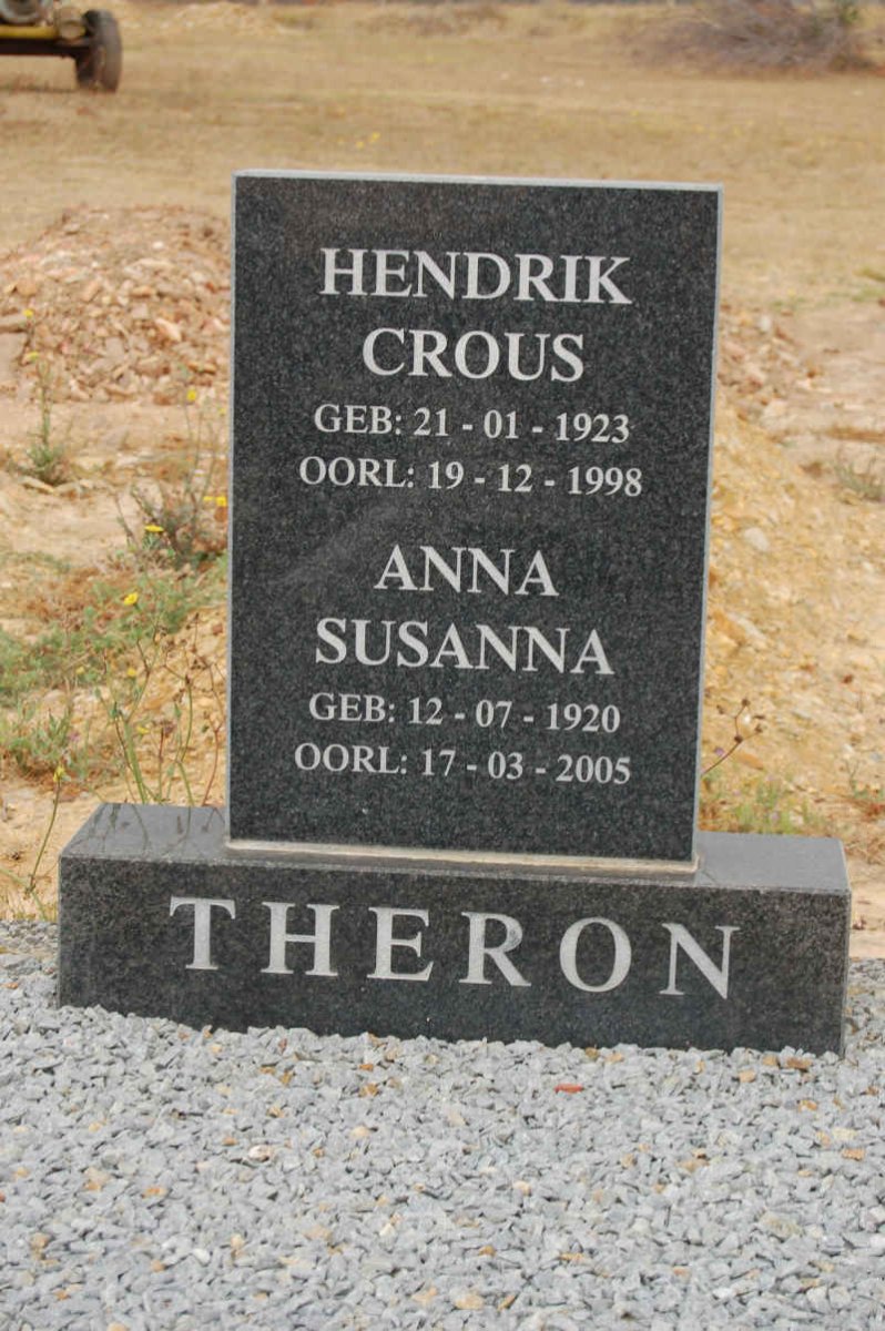 THERON Hendrik Crous 1923-1998 &amp; Anna Susanna 1920-2005