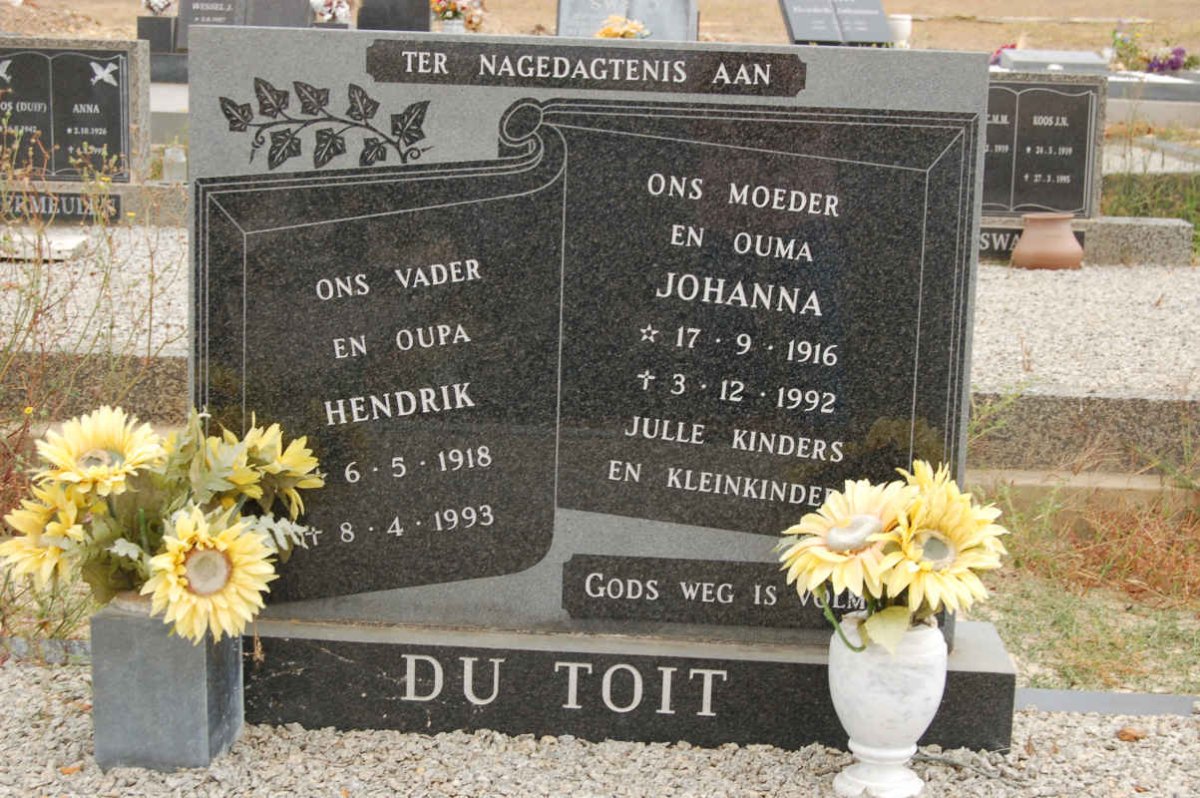 TOIT Hendrik, du 1918-1993 &amp; Johanna 1916-1992