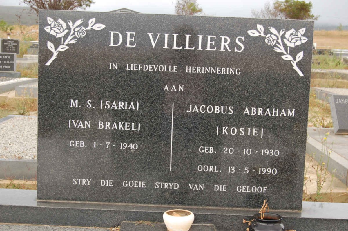VILLIERS Jacobus Abraham, de 1930-1990 &amp; M.S. VAN BRAKEL 1940-