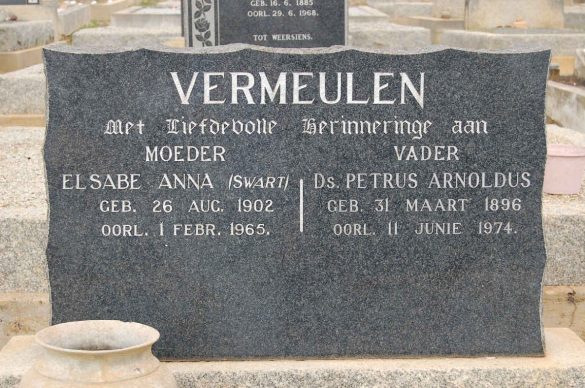 VERMEULEN Petrus Arnoldus 1896-1974 &amp; Elsabe Anna SWART 1902-1965