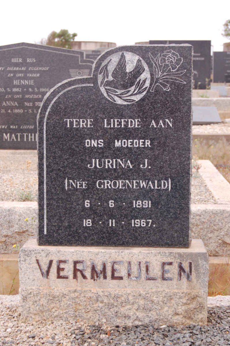 VERMEULEN Jurina J. nee GROENEWALD 1891-1967
