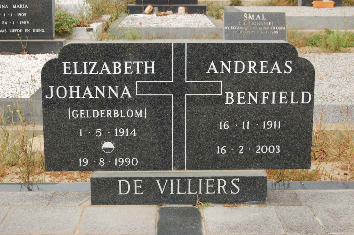 VILLIERS Andreas Benfield, de 1911-2003 &amp; Elizabeth Johanna GELDERBLOM 1914-1990
