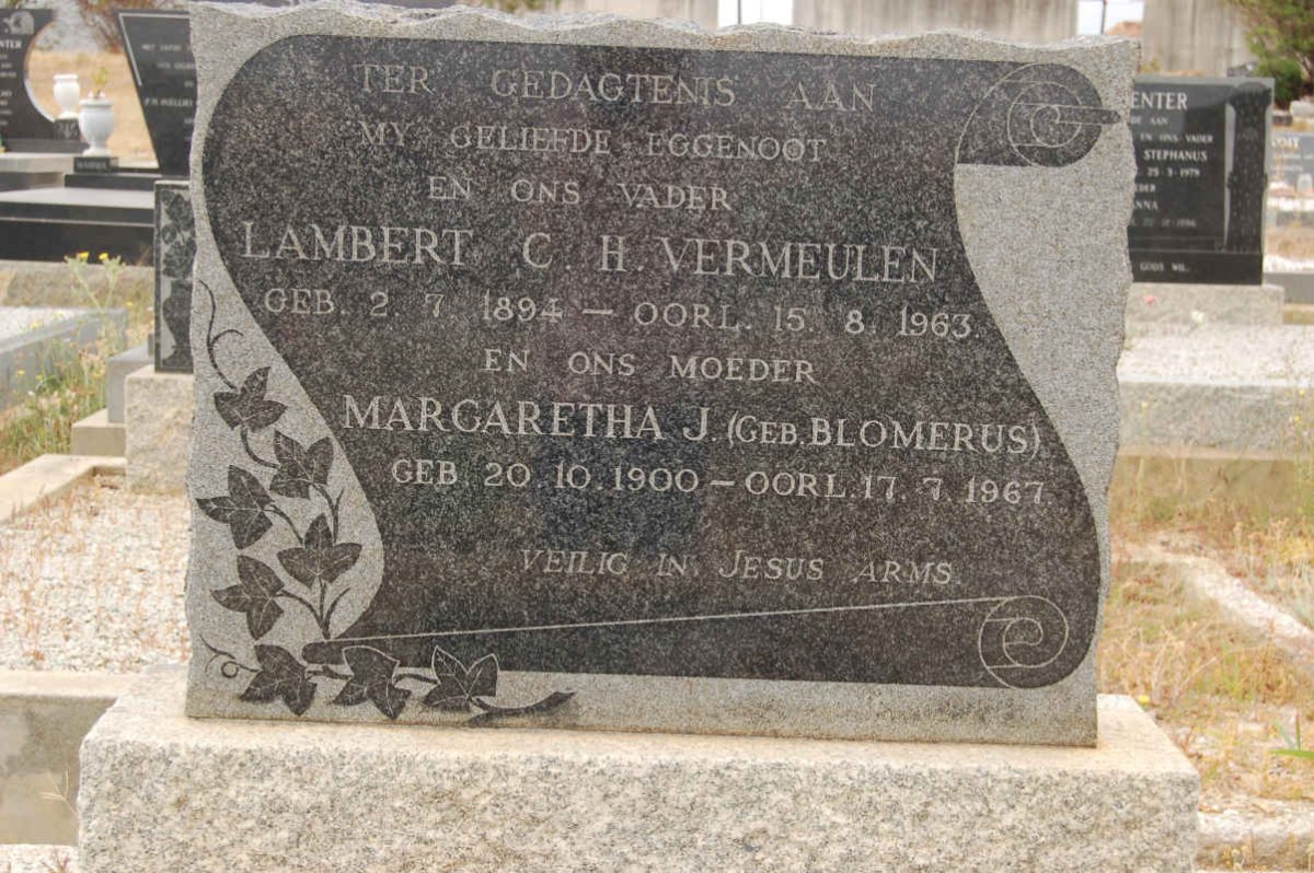 VERMEULEN Lambert C.H. 1894-1963 &amp; Margaretha J. BLOMERUS 1900-1967