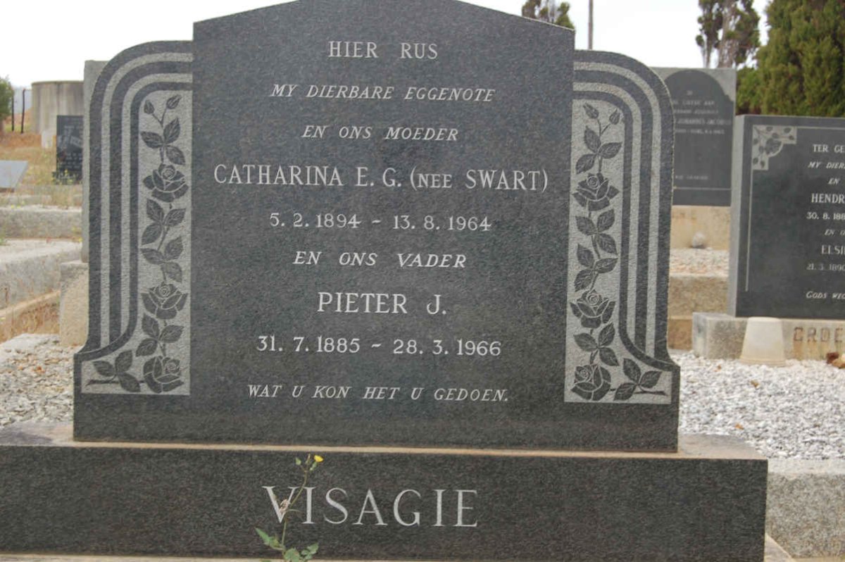 VISAGIE Pieter J. 1885-1966 &amp; Catharina E.G. SWART 1894-1964