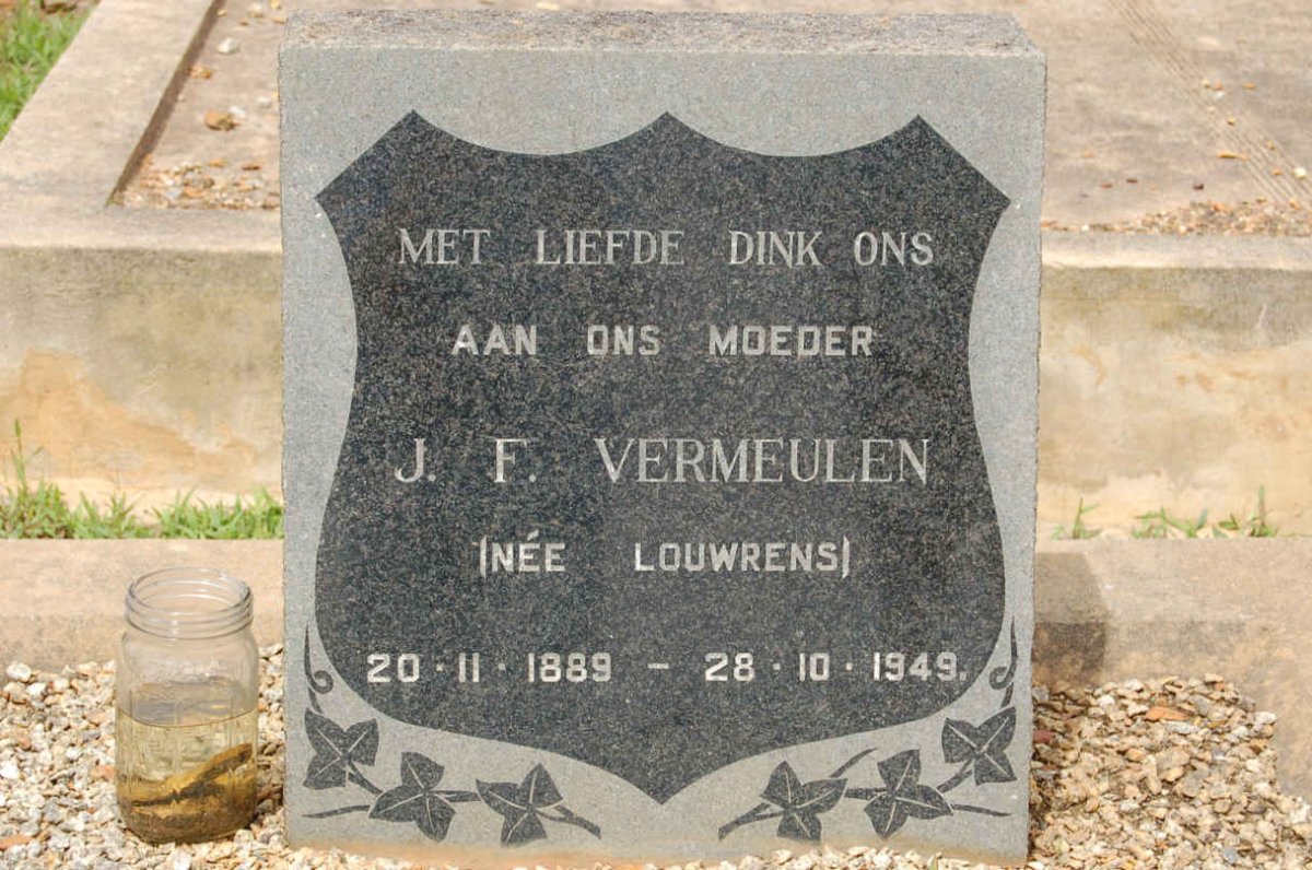 VERMEULEN J.F. nee LOUWRENS 1889-1949