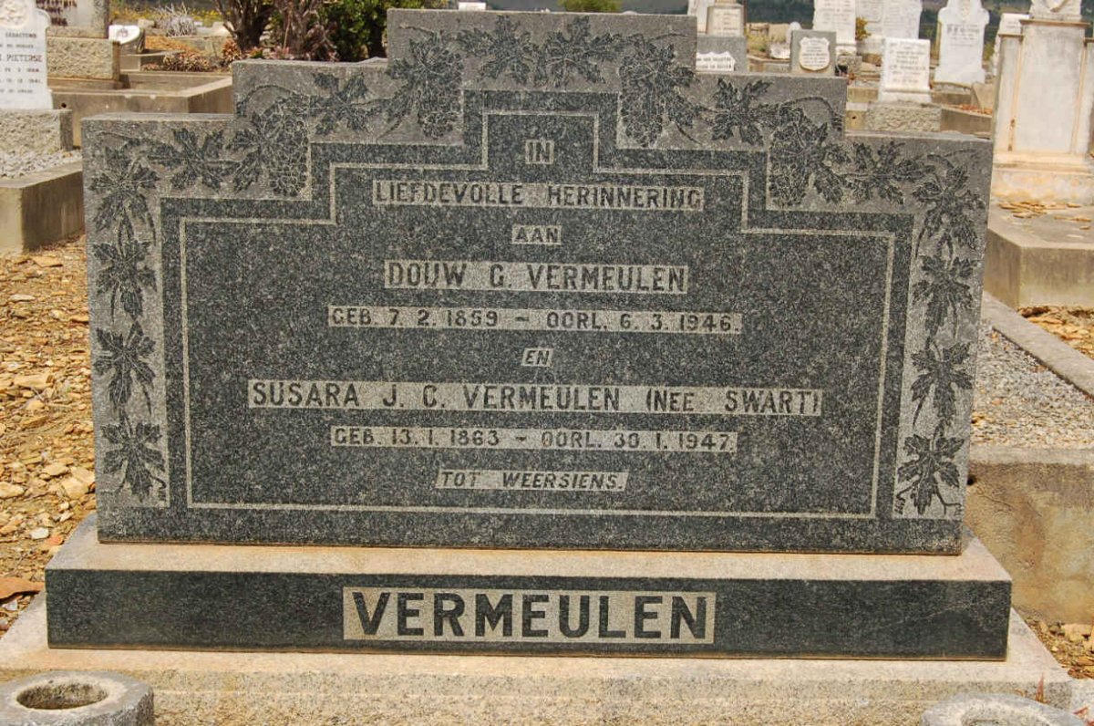 VERMEULEN Douw G. 1859-1946 &amp; Susara J.C. SWART 1863-1947
