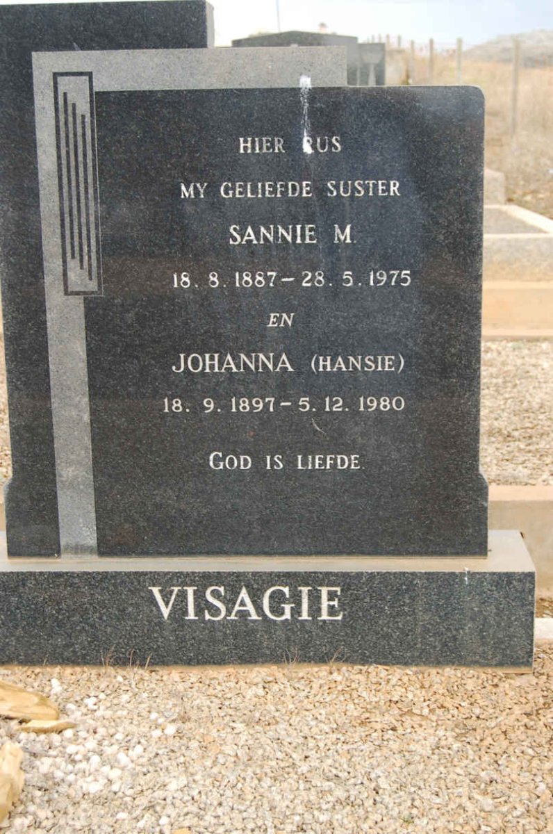 VISAGIE Sannie M. 1887-1975 :: VISAGIE Johanna 1897-1980